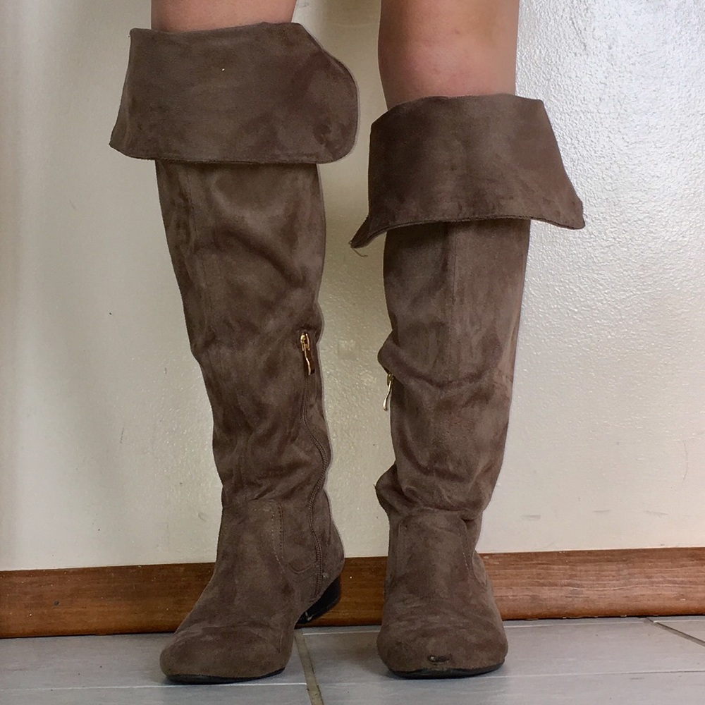 Slightly worn beige boots